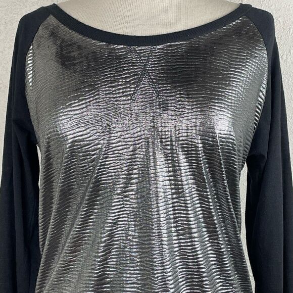 Pre-Loved Vanity Black and Metallic Silver Long Sleeve Sweatshirt Top Size L - Picture 2 of 6